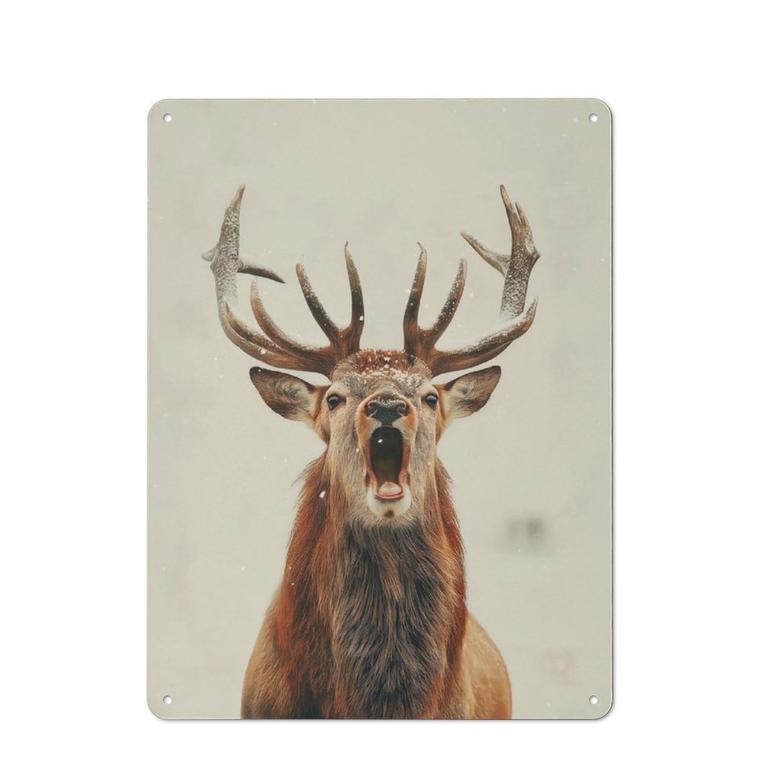 Nostalgic Red Deer in Winter Decorative Tin Sign 40x30cm, Vintage Wall Decor for Lounge, Study, Pub Or Wall Gallery