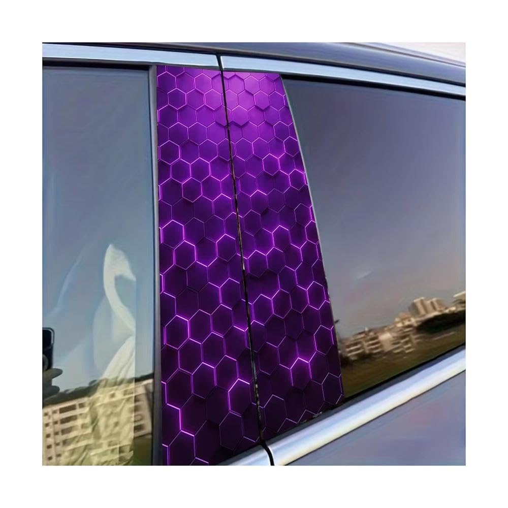 Bertdcx One Color Car B-Pillar Stickers Hexagon Glossy Material Protective Film Auto Parts