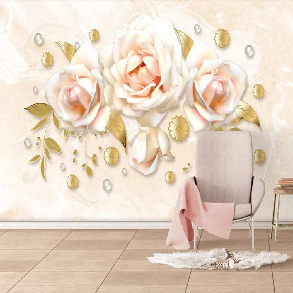 Mármol De Mariposa Rosa Dorado 3D Mural Wallpaper, Papel Pintado Autoadhesivo Extraíble Decoración De Pared Para Restaurante Hoteles Sala De Estar Moderna Decoración Del Hogar Carteles De Pared Arte