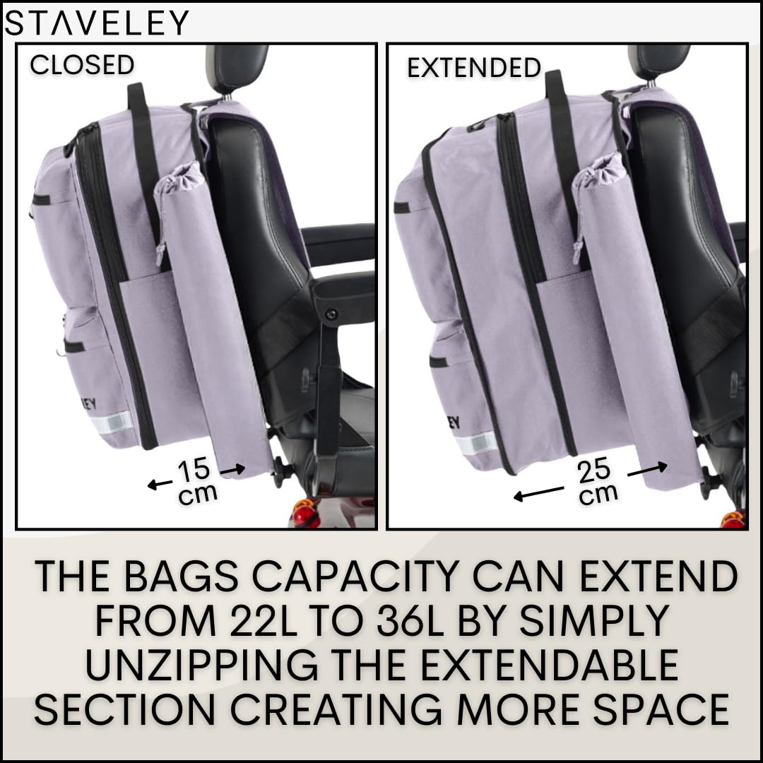 Staveley Mobility Scooter Crutch Bag, Purple, XL - Image 3