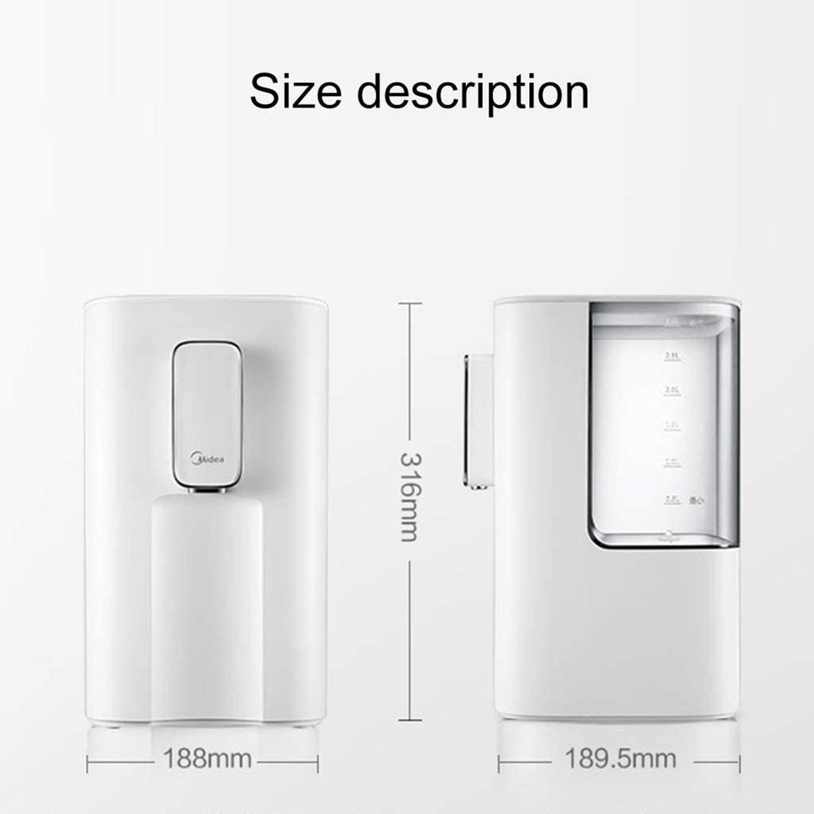 KANBUN Dispensadores de agua caliente para el hogar, dispensador de agua inteligente pequeño dispensador de agua instantáneo, seis controles de temperatura (color: blanco, tamaño: 19 x 19 x 32 cm)