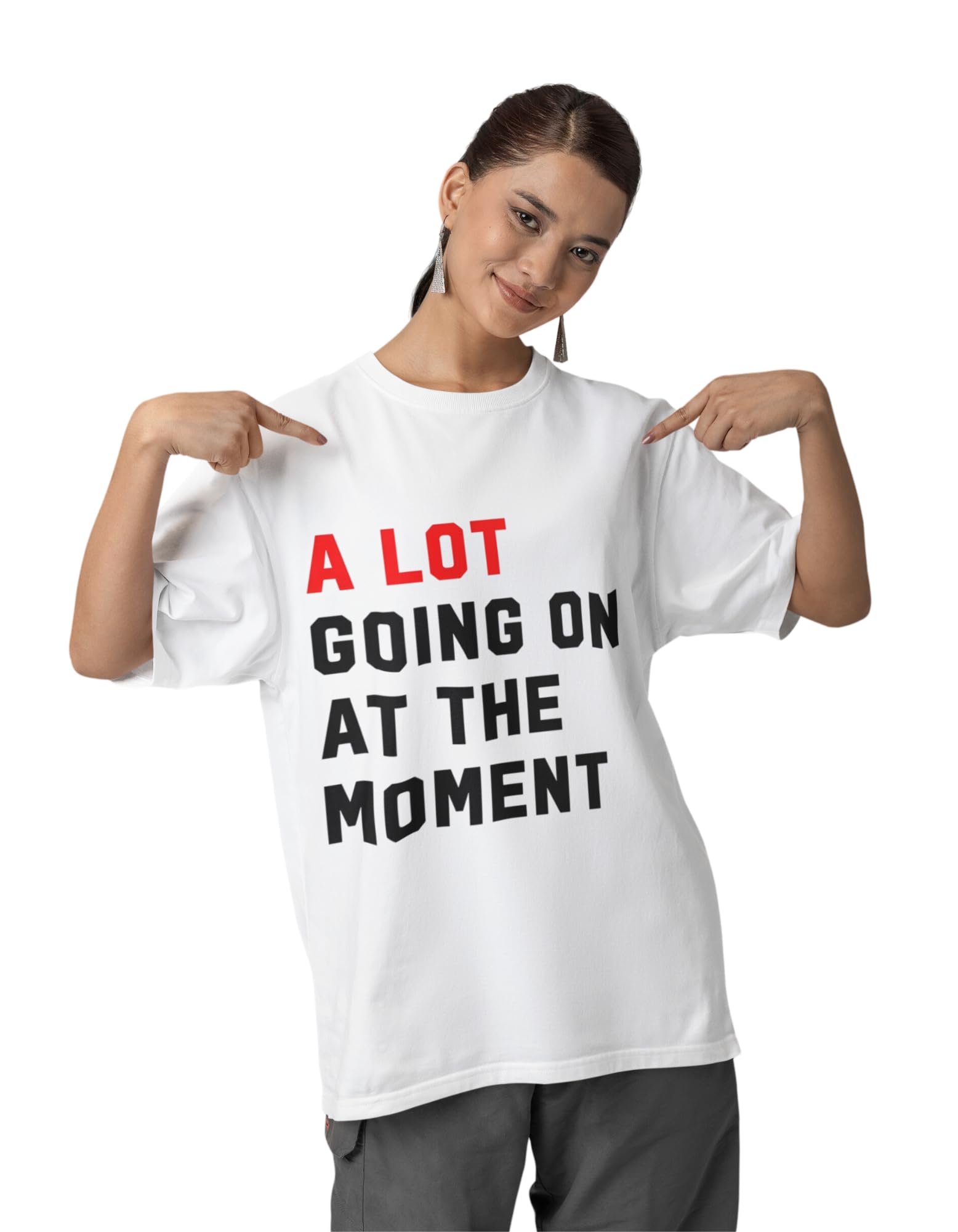 Oversized Cotton Graphic Print Taylor's Music Album TS A Lot is Going at The Moment Drop Shoulder T-Shirt for Women and Men