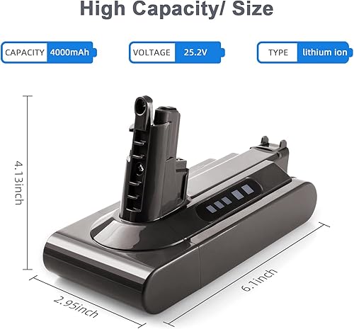 Miniatura 3 de Batería de iones de litio V10 para Dyson V10 SV12 Animal V10 Absolute V10 Motorhead V10 Fluffy V10 Limpieza total, aspiradora de mano, batería de