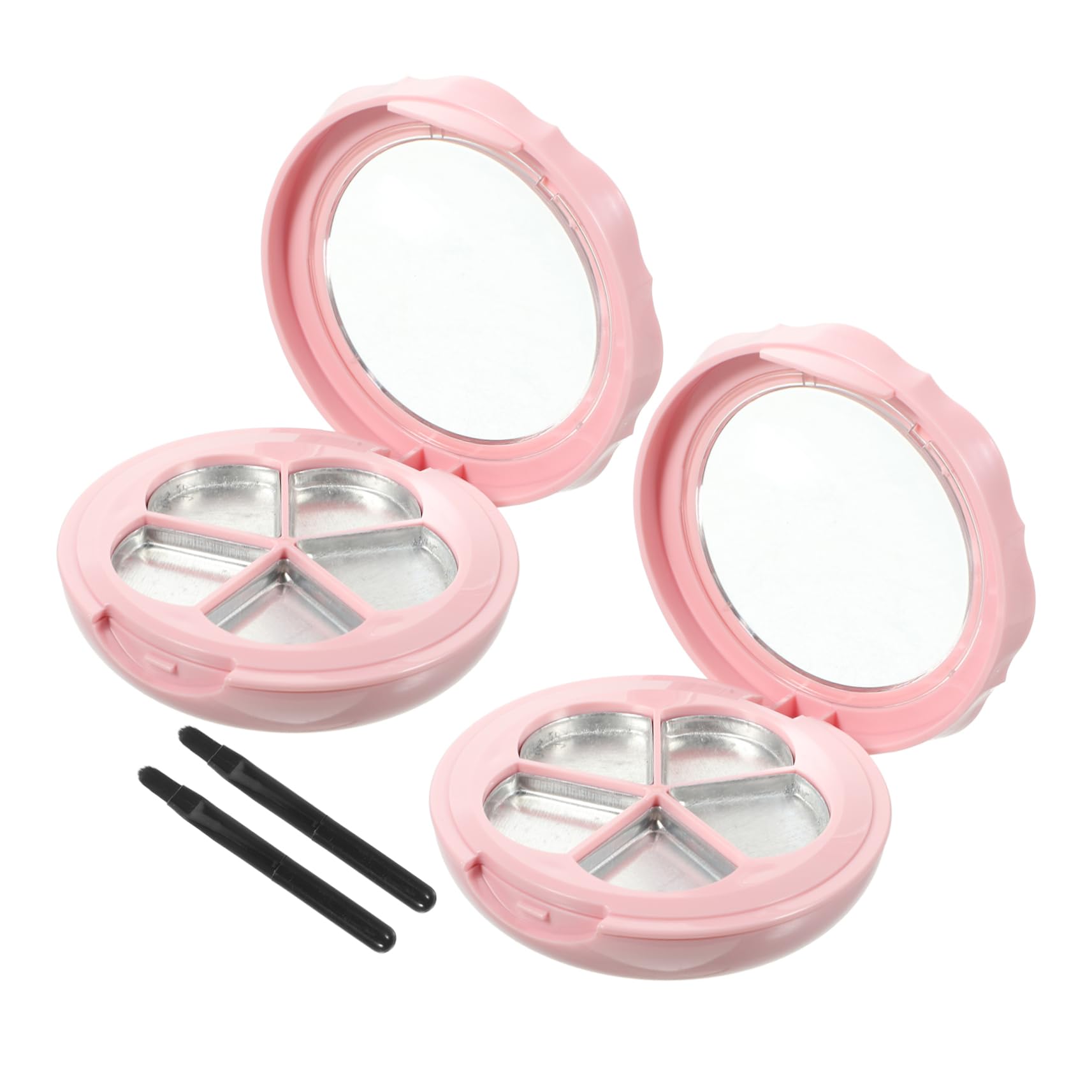 minkissy Makeup Brush Holder Lid Eyeshadow Case with Mirror Refillable Makeup Container Random Color