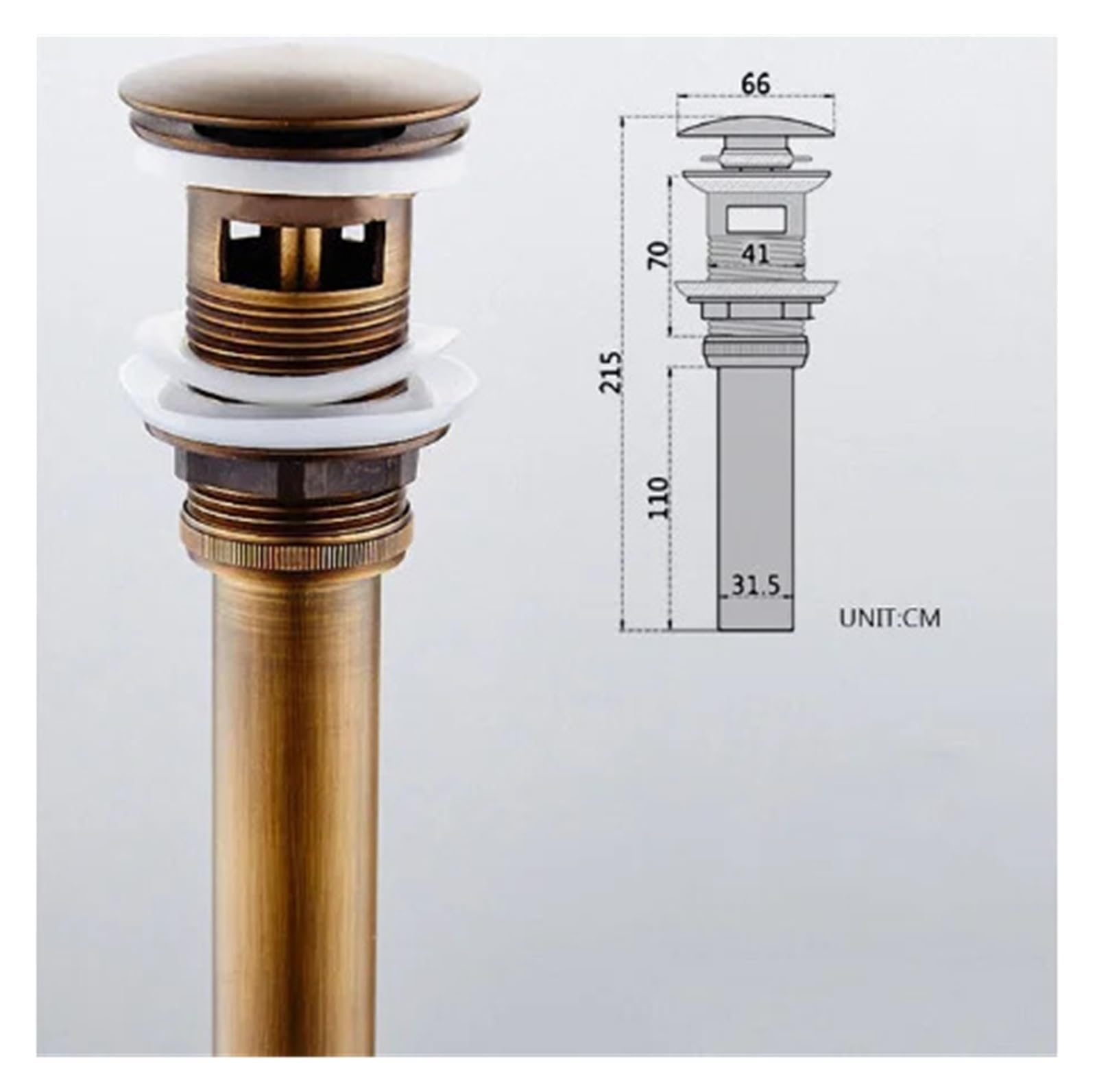 Ensemble de drains en or brossé, Siphon rond laiton, salle bains, vanité, tuyau lavabo, 1 pièce Pour Bain(Grey)