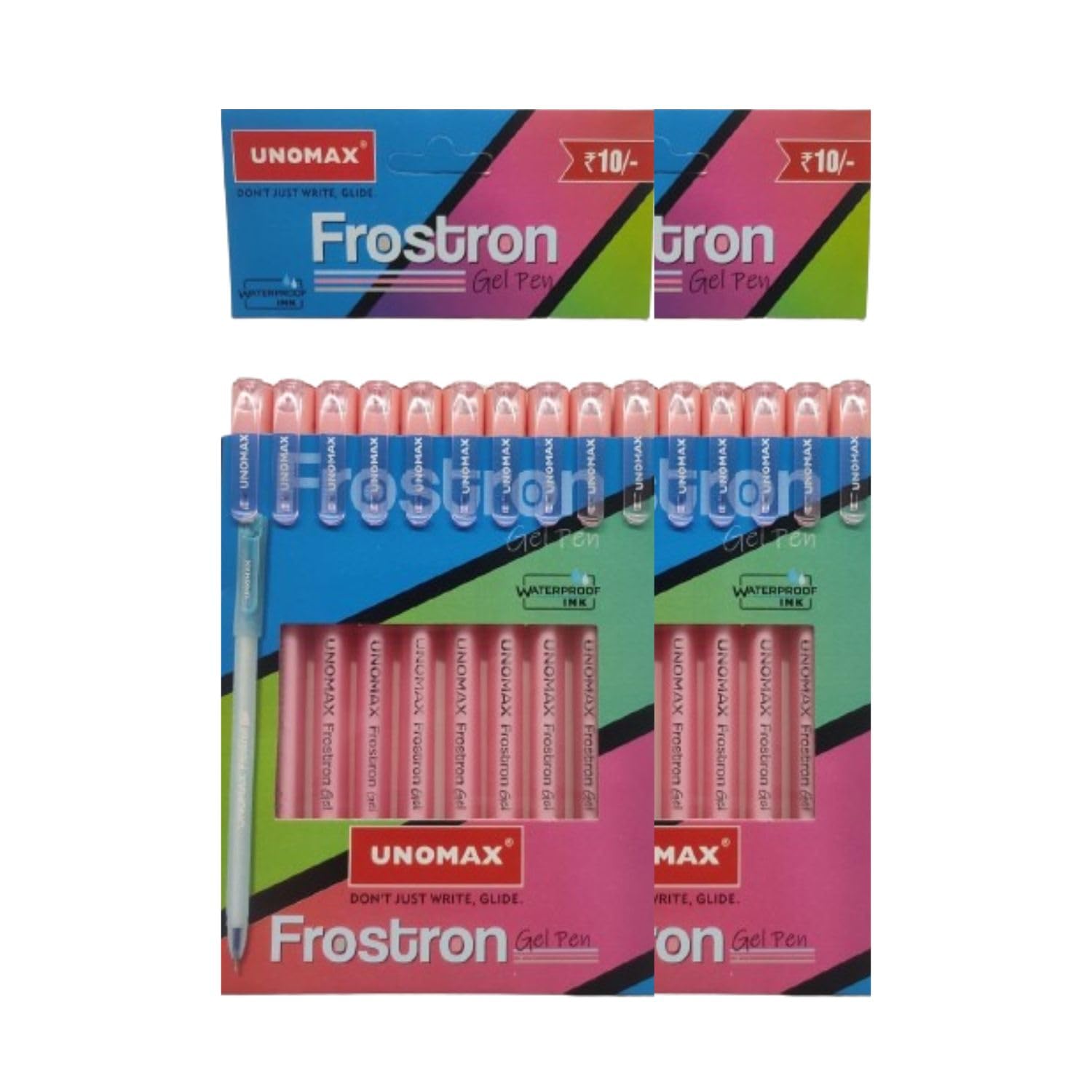 UNOMAX Frostron Gel Pen Pack of 20 (20 Red) |Professional Ergonomic Design for Daily Use, Exam-Friendly | Budget-Friendly, Pocket-Friendly, Ultra-Fine, Ergonomic Design