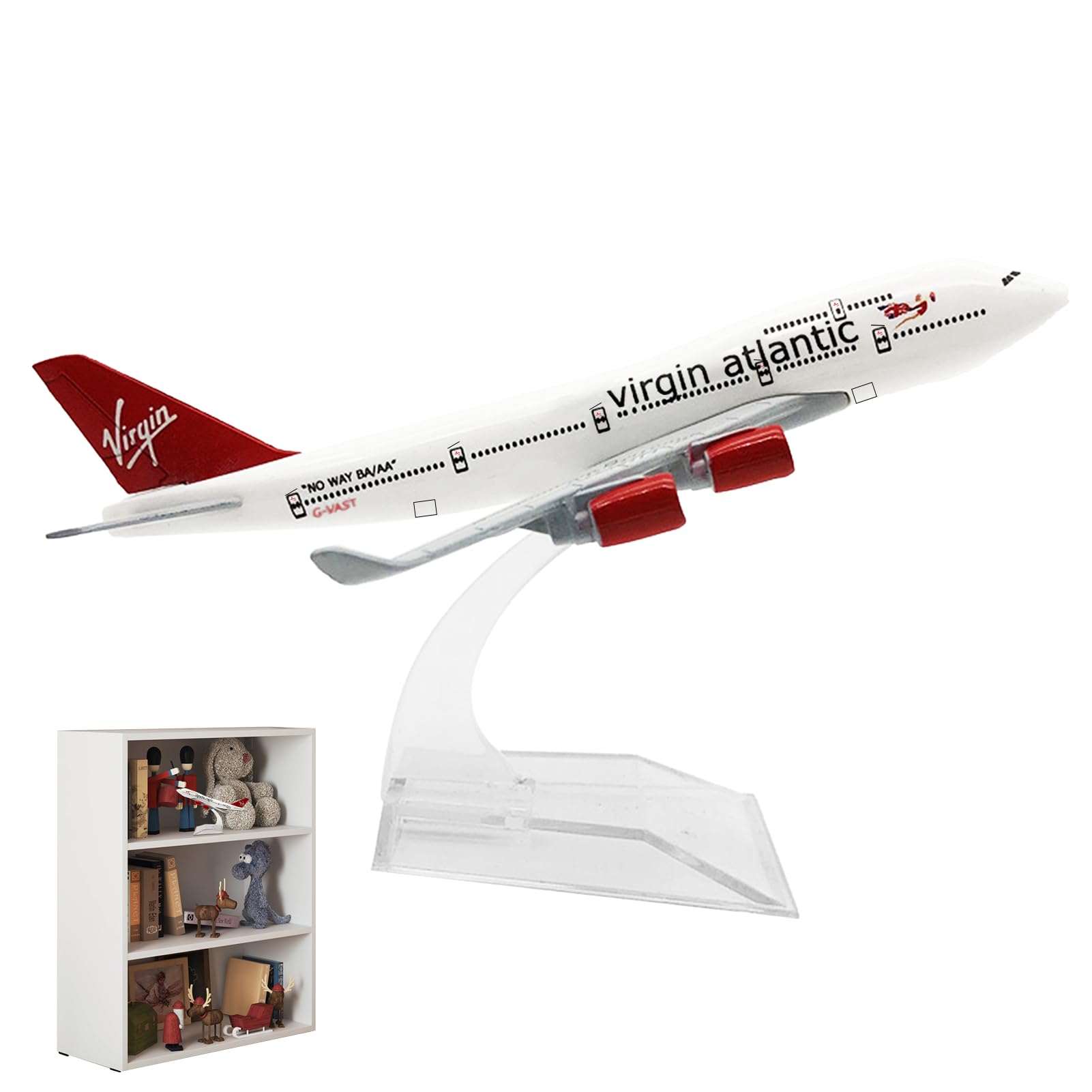 1:400 Scale Diecast Planes Plane Model Collection Virgin Atlantic 747 with Stands, Alloy Metal Model Airplane for Display, Display Aircraft Model Planes Toy for Collectible Aviation Enthusiast Gift