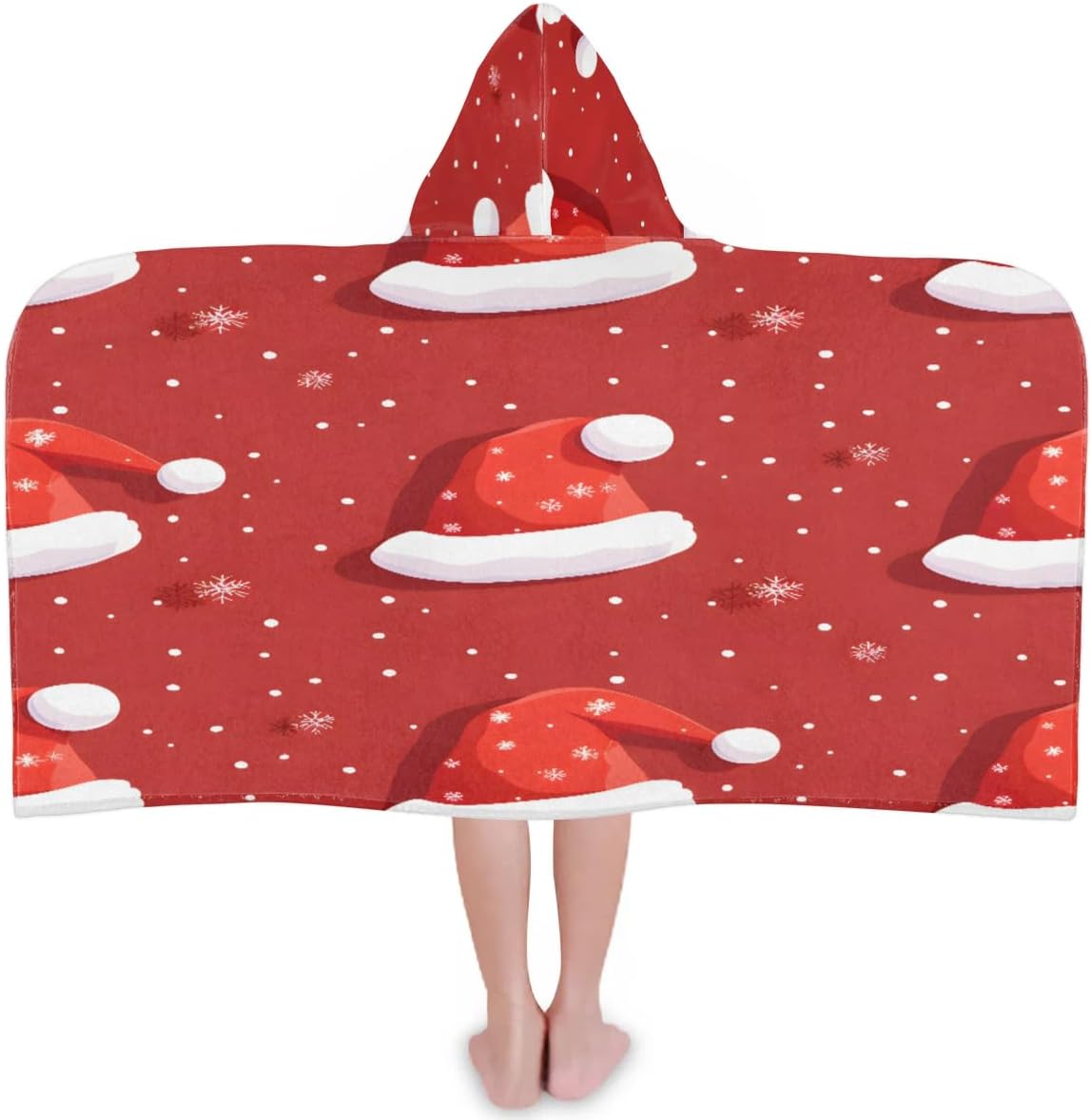 Kid Bath Towels Christmas Hat Kids Towel with Hood for Girls Boys Beach Towel Pool Cover Up Soft Absorbent Toddler Hooded Bath Towel for Shower, Beach, Pool