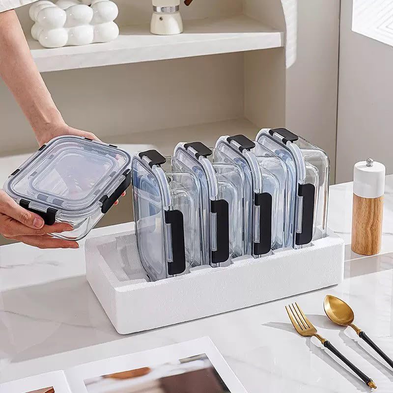 Miniatura 6 de Paquete de 5 recipientes de vidrio grandes de almacenamiento de alimentos de 37 onzas con tapas, cajas con tapas a prueba de fugas para horno,