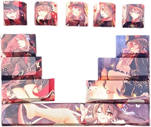 Benemate Juego de 12 teclas teclas PBT de sublimación de teñido de 5 lados teclas personalizadas de perfil cereza para teclados mecánicos de juegos