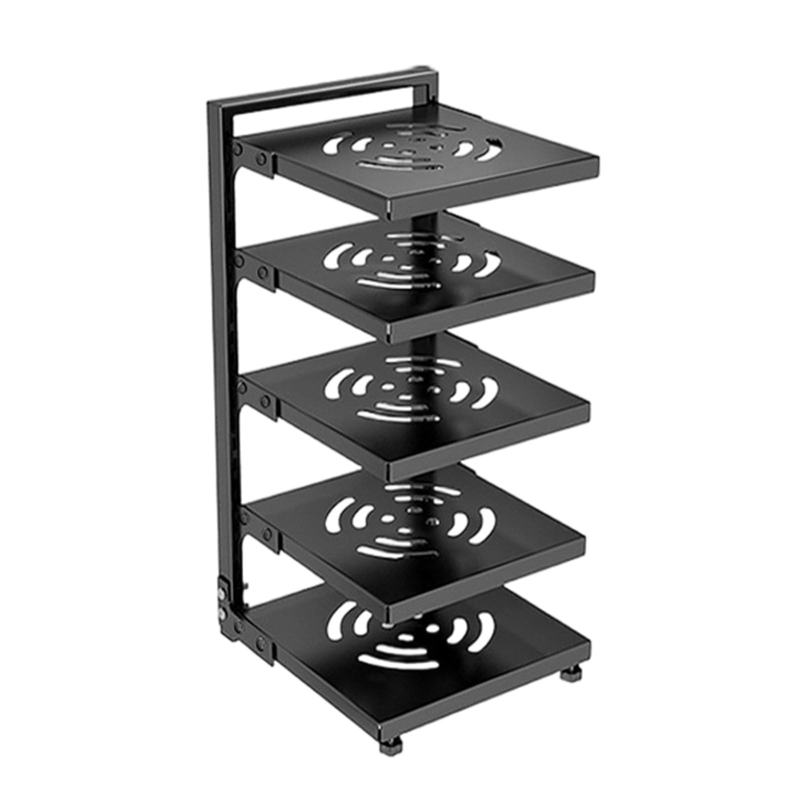 Amagogo Mensola Portapentole E Padelle Scaffale Cucina Organizer Multistrato Regolabile Acciaio al Carbonio Antiruggine Facile da Pulire E Smontare Montaggio, Nero, 5 Strati