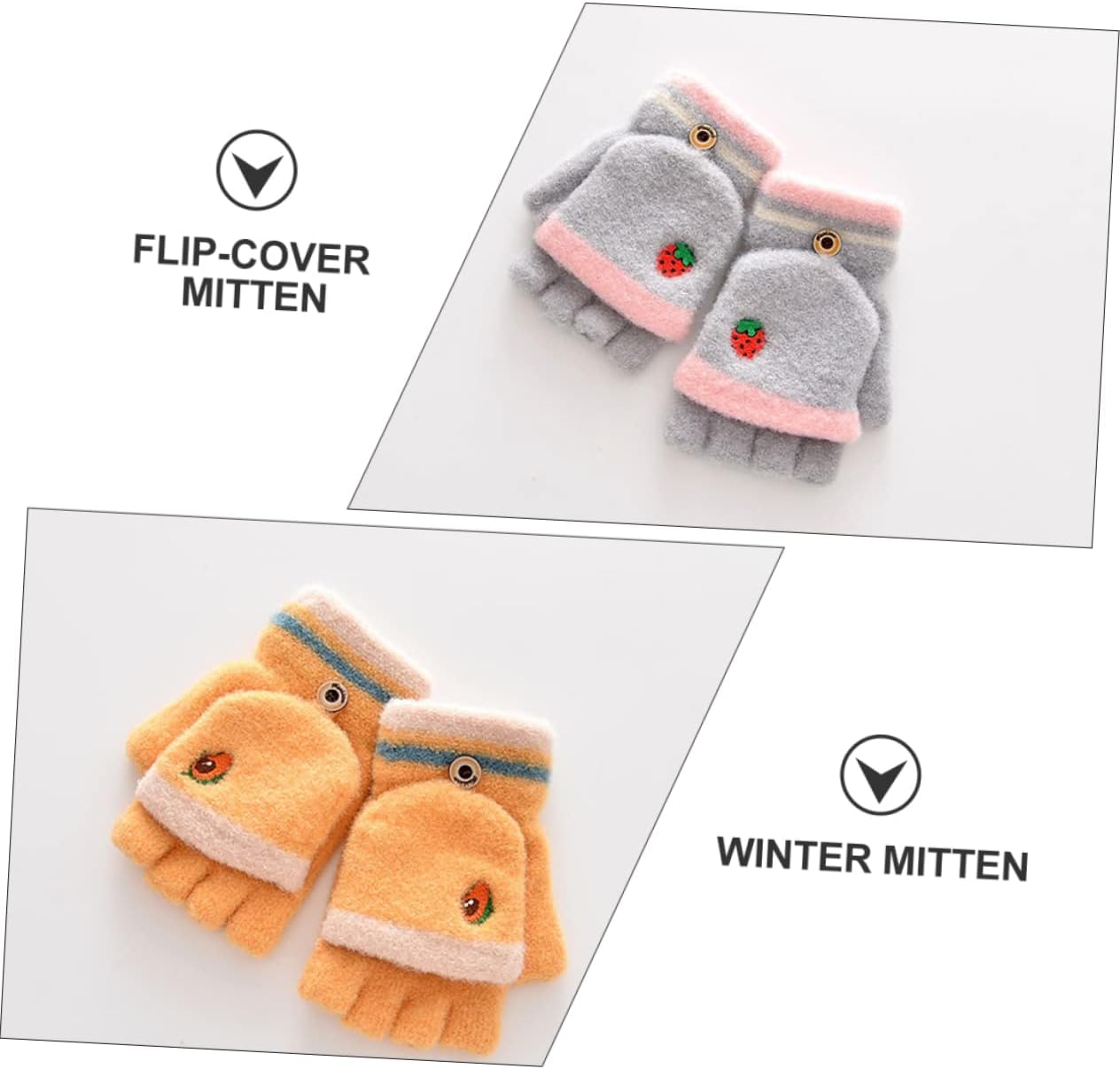 COLLBATH Cartoon Embroidered Boys and Girls Gloves Warm Winter Mittens for Boys Girls Style