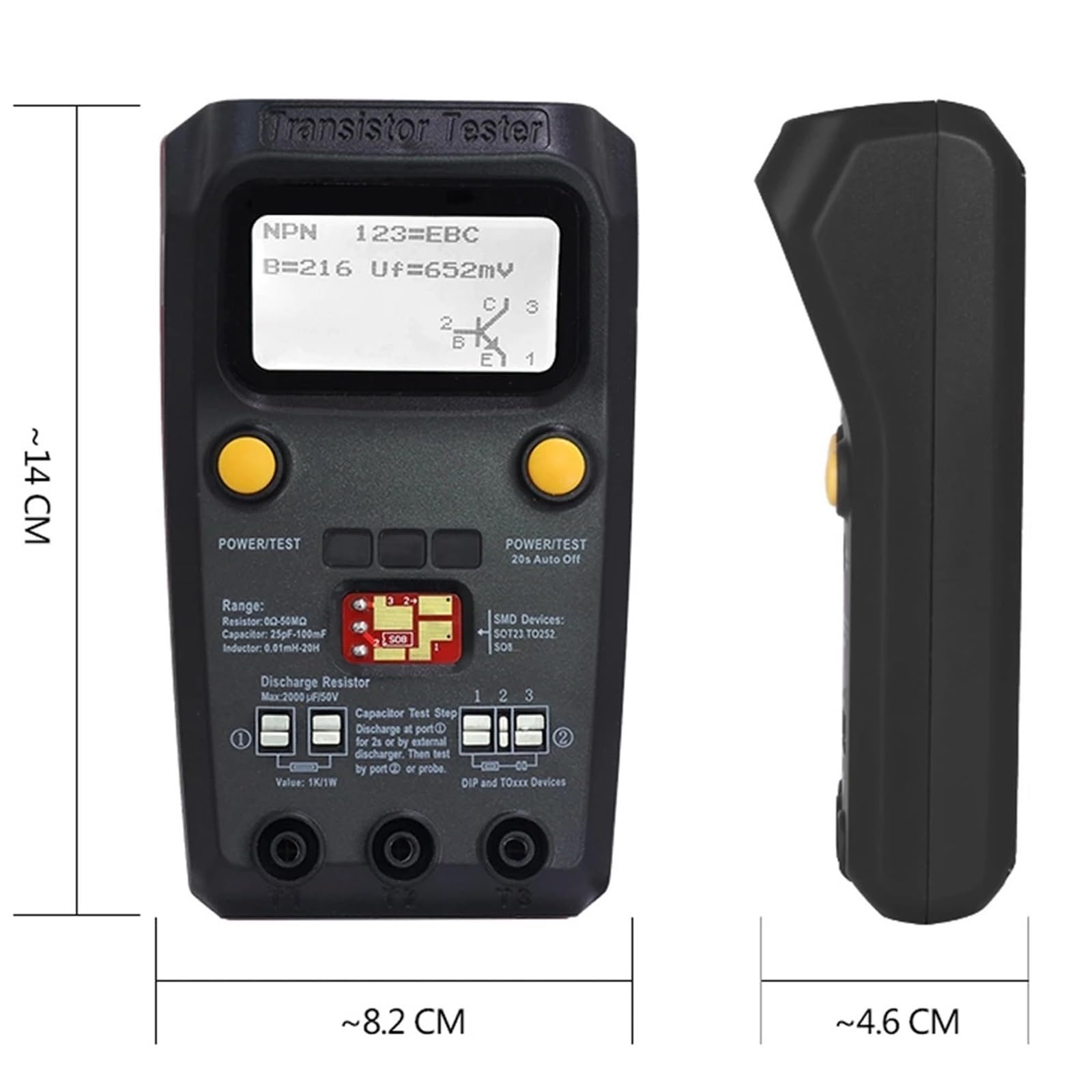 Multimetro Digital, Multímetro de prueba SMD de transistores multipropósito MOS/PNP/NPN, diodo, triodo, capacitancia, resistencia, medidor LCD, medidor LCR
