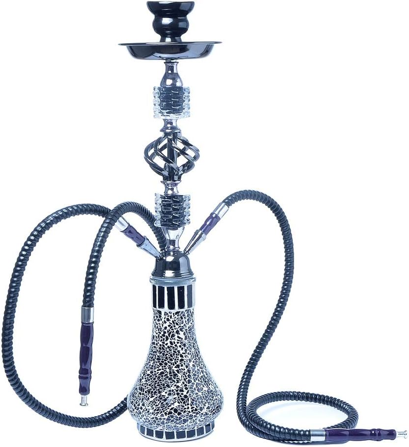 JYXZM Glass Shisha Pipe 55CM Premium Hookah Set Shisha Kit con 2 ceniceros de Manguera y Pinzas de cerámica