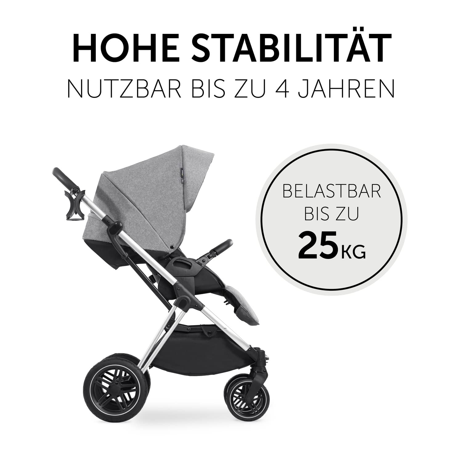 hauck Vision X 2in1 Kinderwagen Set ab Geburt - Melange Grey | Kombi-Kinderwagen bis 22 kg mit Babywanne, wendbarem Sportsitz und Liegefunktion, Gummiräder &zusammenklappbar