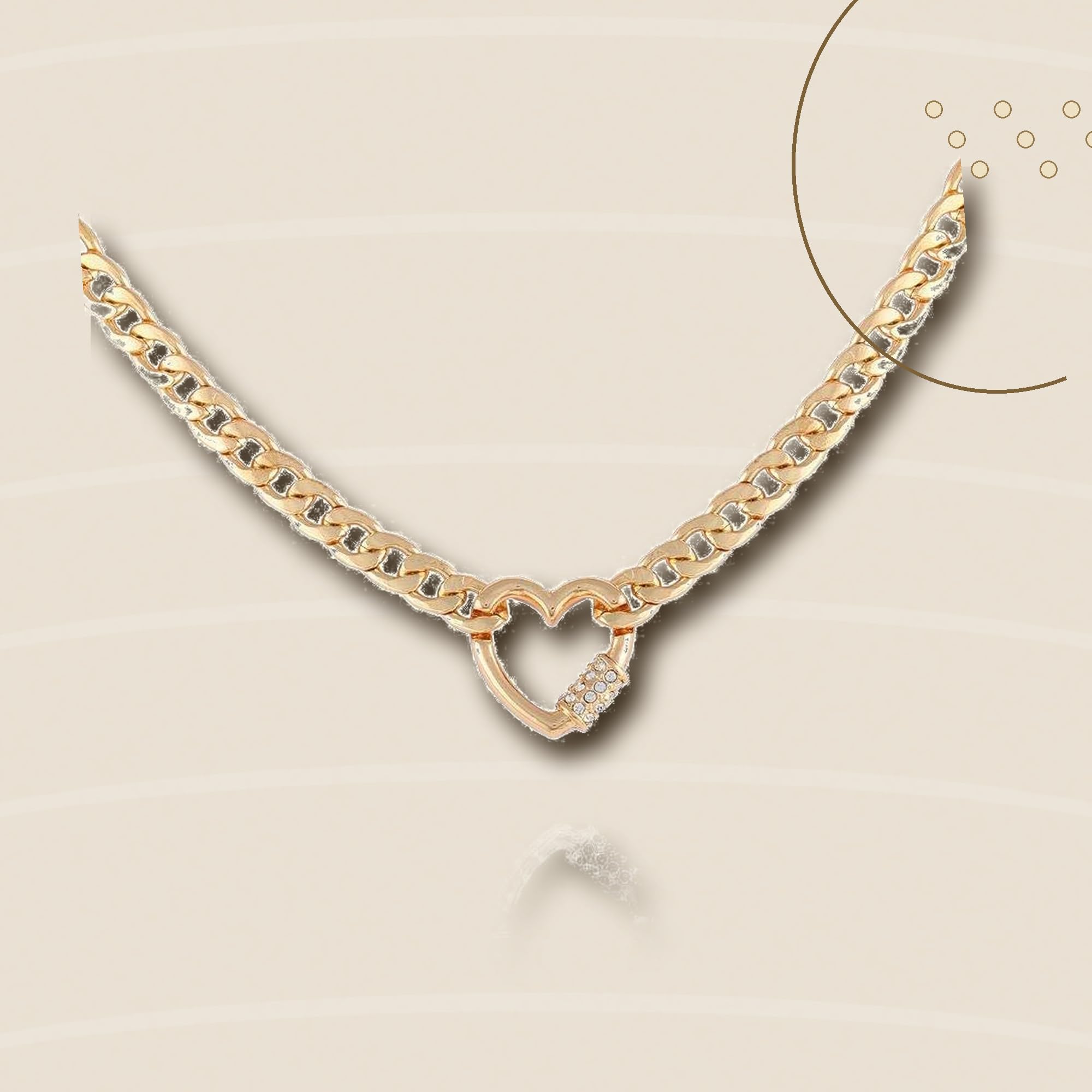 Guess Goldfarbene Kette mit Herz-Anhänger in Pavé-Fassung, Einheitsgröße, Glas, Kristall, Einheitsgröße, Glas, Kristall