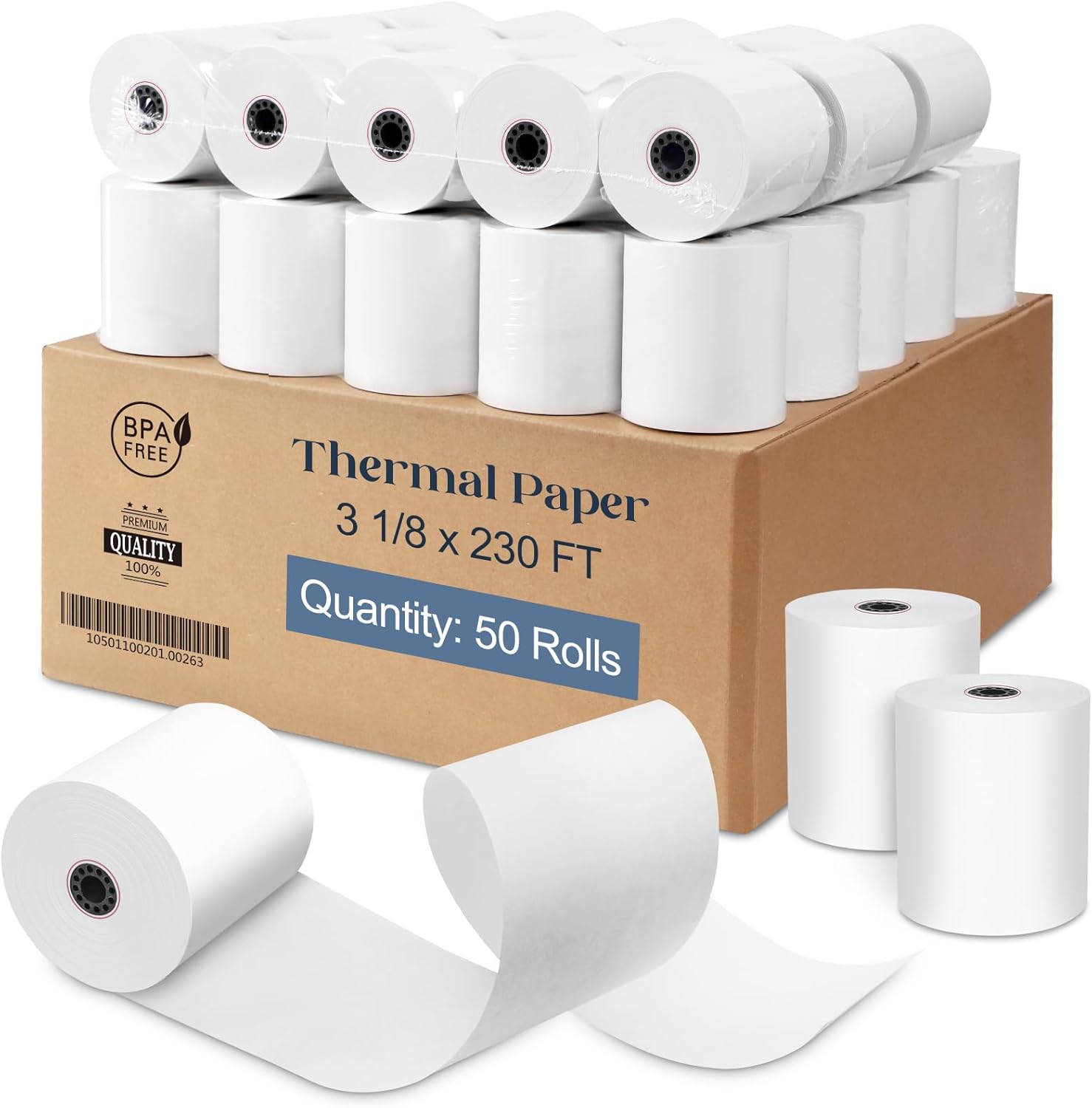 3 1/8 x 230 Thermal Paper Receipt Rolls 50 Rolls BPA Free Smooth Printing No Jam Clear Waterproof