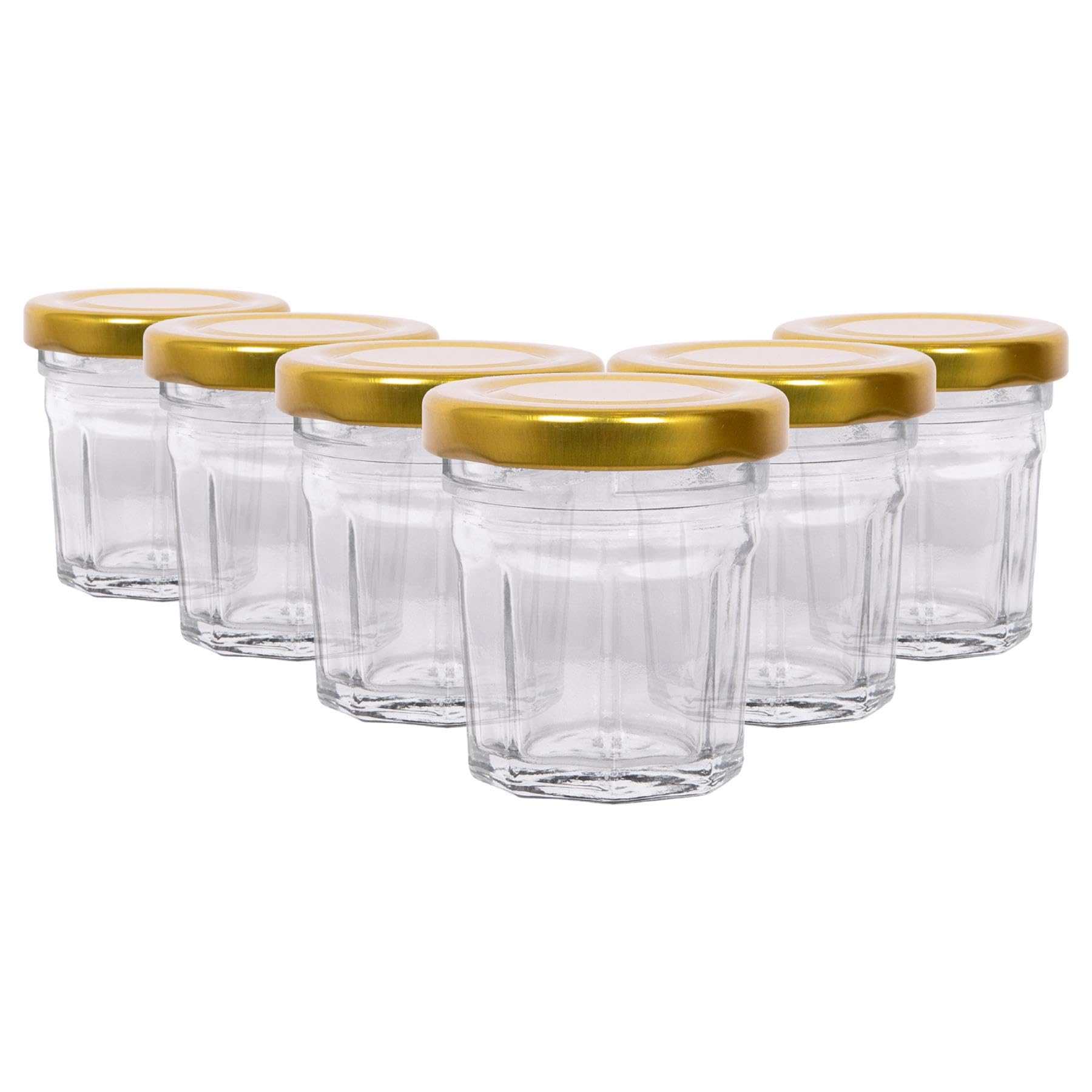 Argon Tableware 30Ml Glass Jam Jars With Airtight Gold LidsSet Of 6 Empty Screw Top Kitchen Storage Preserving Jar from B&Q