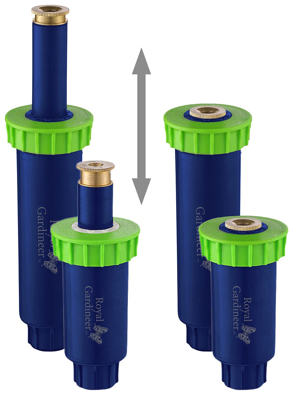 Royal Gardineer Rasenbewässerung: 8er-Set versenkbare Bewässerungssprinkler mit 3 Sprühköpfen, bis 50 qm (Rasensprenger versenkbar Set, Rasen Bewässerungssystem, Spray)