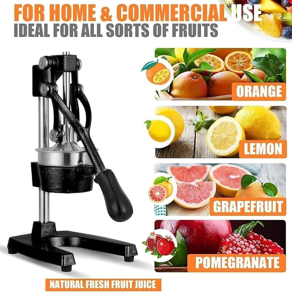 Exprimidor manual de hierro fundido resistente con base de ventosa para una máxima extracción de jugo, ideal para pomelo y limón
