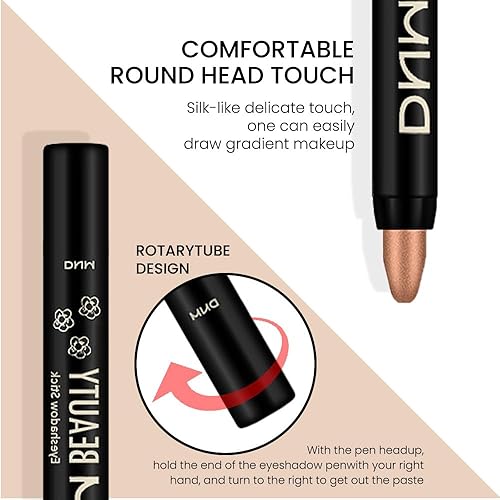 Miniatura 3 de evpct Juego de 2 barras de sombra de ojos crema para ojos beige dorado y oro rosa brillante lápiz de sombra de ojos lápiz lápiz a granel sombras en