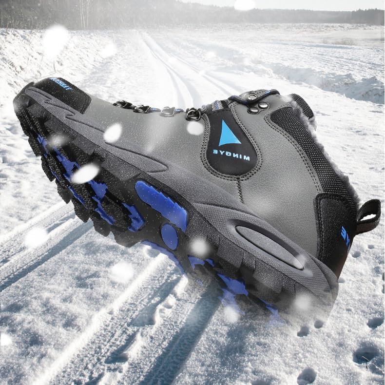 Qacksv Hiking Boots Mens Winter Boots Snow Shoes Casual Lightweight Waterproof Snow Boots Anti-Slip Fur Lined Trekking Backpacking Comfortable Outdoor (8,green)