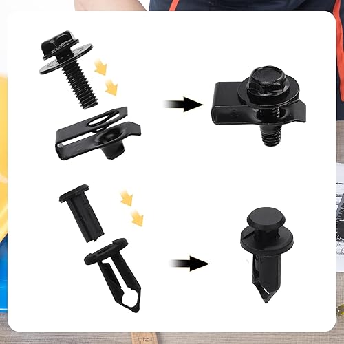 Miniatura 5 de Tornillos de cuerpo de protección contra salpicaduras para motor, 35 piezas, tornillos de guardabarros y clips para el cuerpo, clips de parachoques