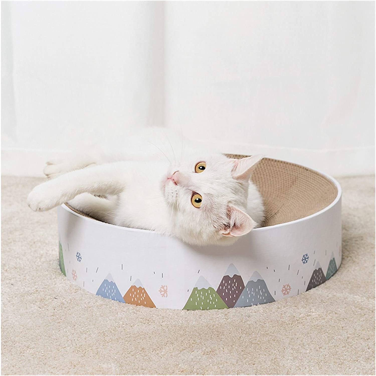 Tiragraffi Per Gatti Cartone Tiragraffi Tondo Per Gatti Di Qualità Superiore In Cartone E Per La Costruzione Portatile Soggiorno(33 * 33 * 3.5cm)