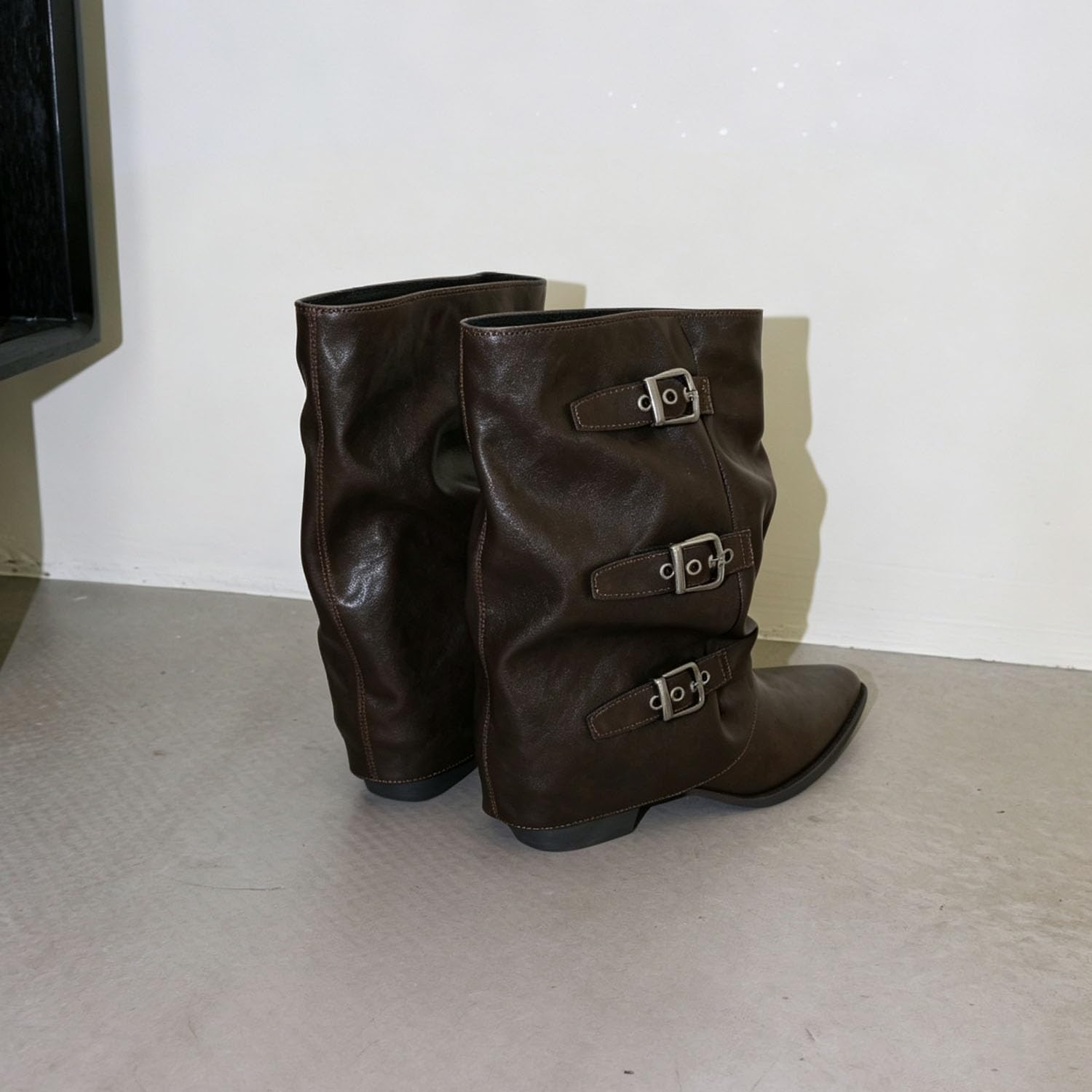Botas Slouch Media Pantorrilla Mujer Piel De Dividida