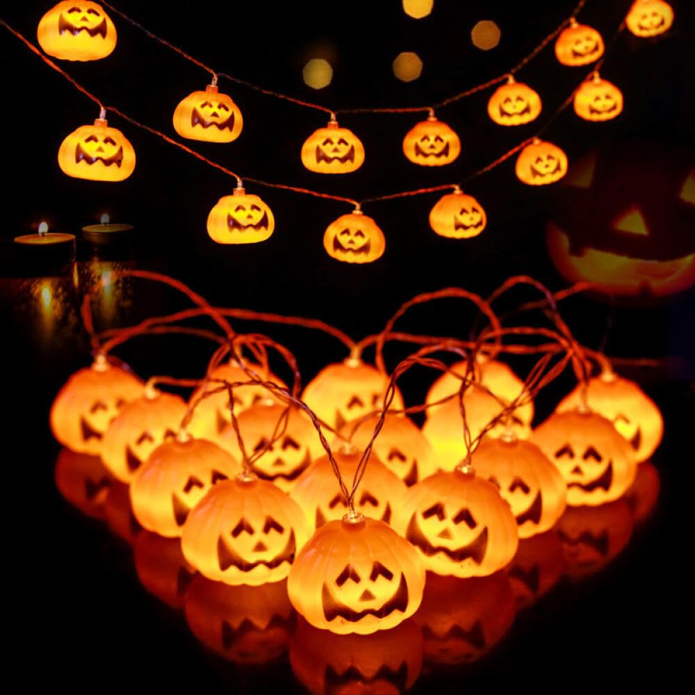 Goodern Thanksgiving Pumpkin String Lights,3M 20 LEDs Halloween Lights Battery Operated 2 Modes Light Orange Lights for Home Indoor Outdoor Fall Christmas Thanksgiving Festival Costumes Party Decor