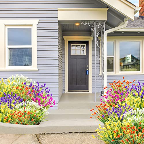 Heleooky 20 Bundles Artificial Fake Flowers For Outdoors Plastic Flowers Calla Lily, Uv Resistant Plastic Artificial Plants,Fake Flowers Inside Decor For Garden Hanging Planter (20, Mixed) #TOP5