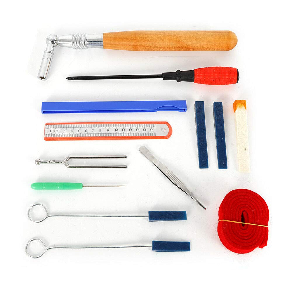 Kit professionale per tuning, per accordatore, 13 pezzi + 1 sacchetto, gomma + manico in legno + acciaio inox