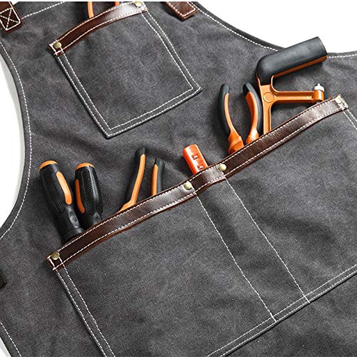tablier Tablier à outils de travail Tabliers de toile réglable durable Unisexe avec poches à outils Cuisine Barber Barbec Heavy Duty Atelier Tablier