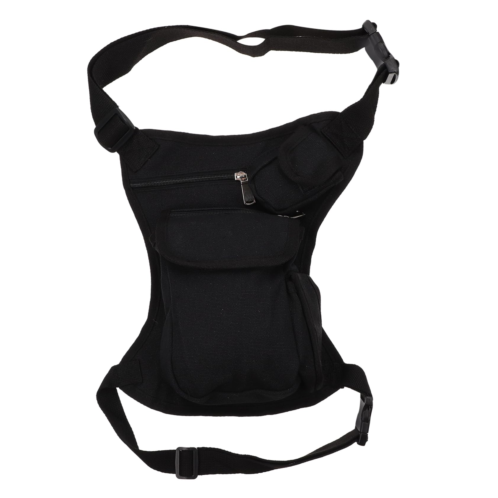 Riñonera Pierna Hombre de Lona Negra, Cómoda y Multi-Funcional para Actividades al Aire Libre y Aventura