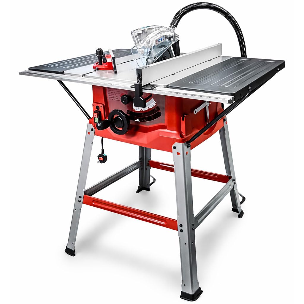 LUMBER JACK TS254SL 10" Table Saw, 1800W Floor Standing with 254mm Blade, Quick Clamp Rip Fence, Bevel & Mitre Cuts, Extendable Tables & Safety Features for Woodworking