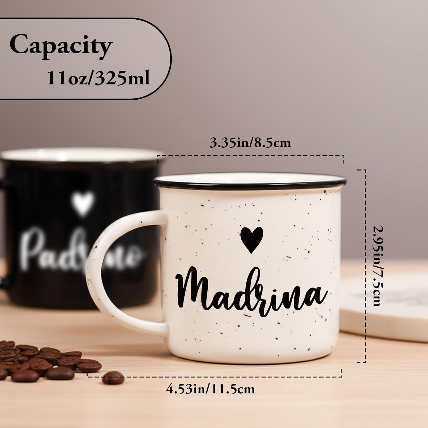 Physkoa Madrina y Padrino Proposal Gift – 11oz Coffee Mug Set, ¿Quieren Ser Mis Padrinos de Bautizo?, ¿Quieres Ser Mi Madrina o Padrino?, Madrina Proposal Gift for Baptism or First Communion - Image 5