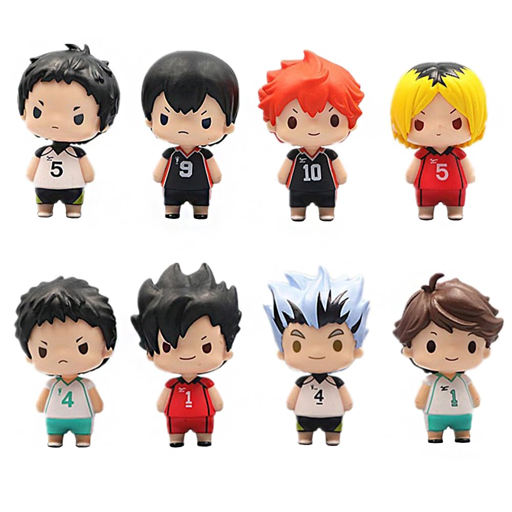 YLEAFUN 8pcs Figurines Shoyo/Oikawa Tooru/Kozume Kenma/Tobio Kageyama Anime Figure PVC Model 2.95'' Cartoon Car Ornaments Home Decoration Collectible