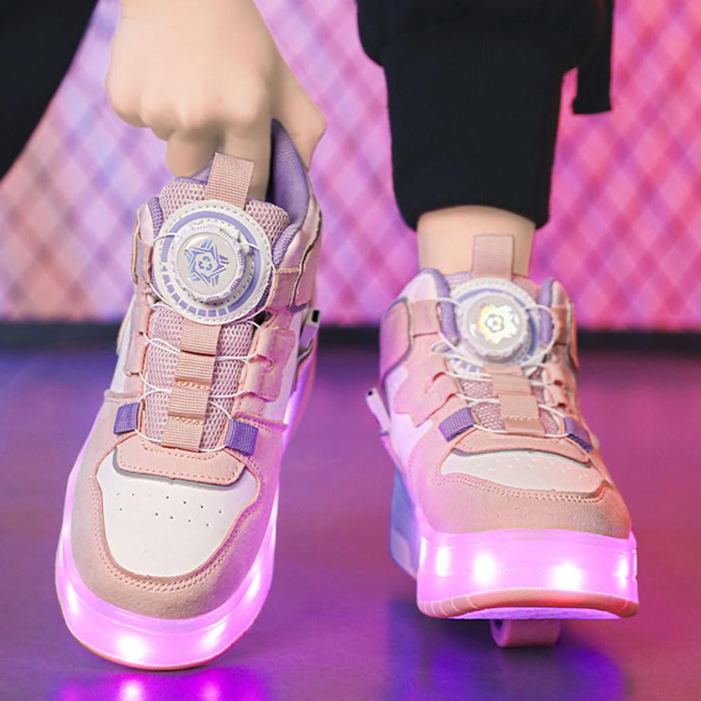 ENEN Zapatos con Ruedas Zapatillas con 2 Ruedas para niños y niña,Zapatillas de Correr al Aire Libre de Patinaje sobre Ruedas multifuncionales en Dos