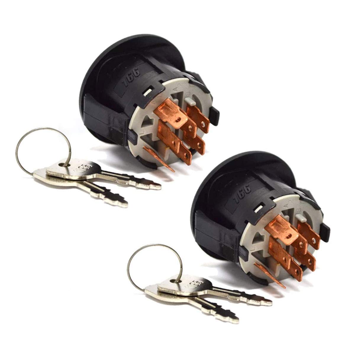 2PK Ignition Starter Switch with Key Replacement for Lawn Mower Tractor AYP Sears, Craftsman, Roper, 163968 Husqvarna 532193350, 193350 33376, L100 L105 L107 L110 L120 L130 G110 GY20074