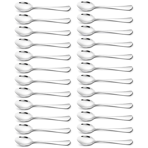 Briout Teaspoons, 24 Piece Spoons Silverware, 6.7 Inches Premium Food Grade Stainless Steel Tea Spoons, Kitchen Dessert Spoons Set, Mirror Finish Dishwasher Safe