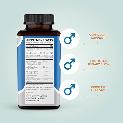 Miniatura 3 de Pros-T - Suplemento de apoyo para la próstata - Saw Palmetto, fitosterol, zinc, ortiga, vitamina D-3 y B6 - Promueve la función saludable de la