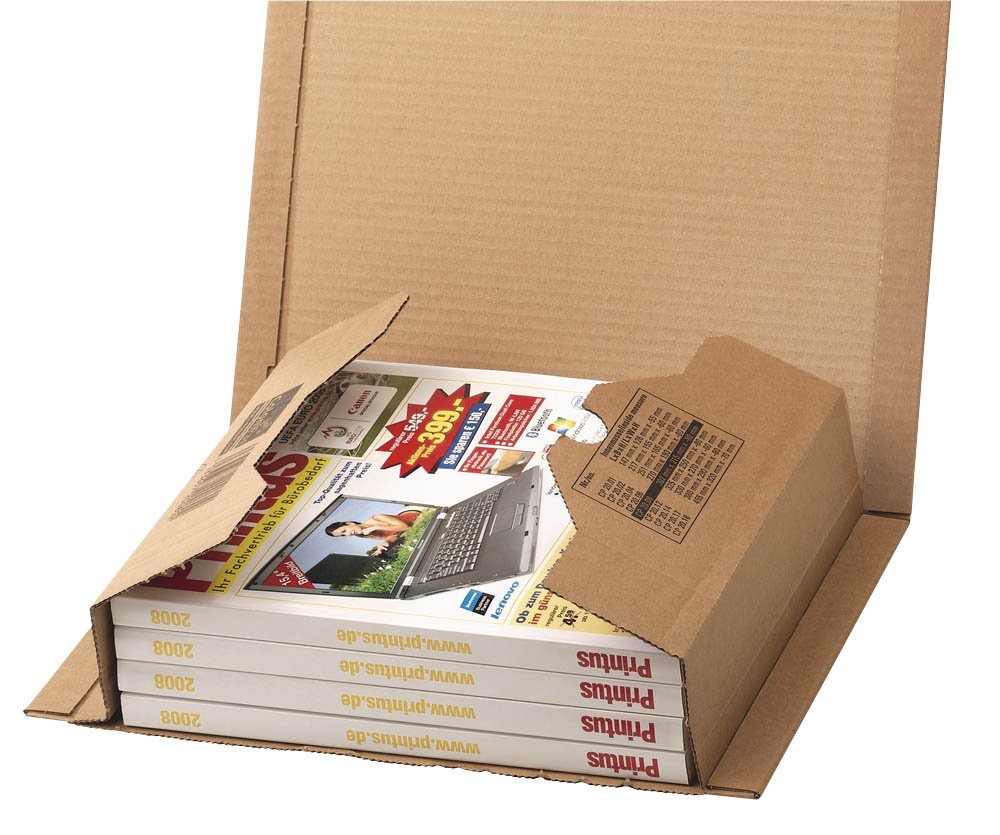 ColomPac cP020.08 flexible wickelverpackung en carton ondulé, dimensions : 215 x 302 x 80 mm (marron)