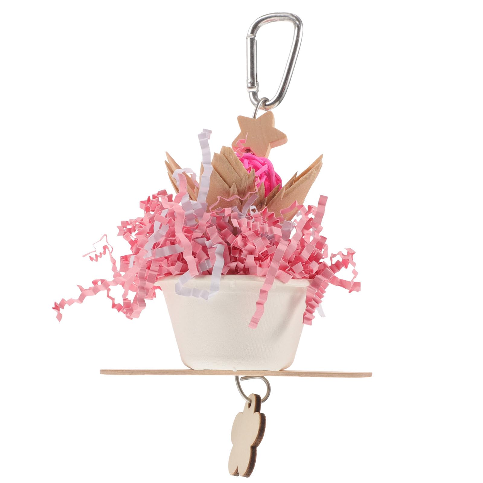 Pink Parrot Chewing Hanging Toy, Bouquet Shredding Toy for Training Teething & Boredom Relief