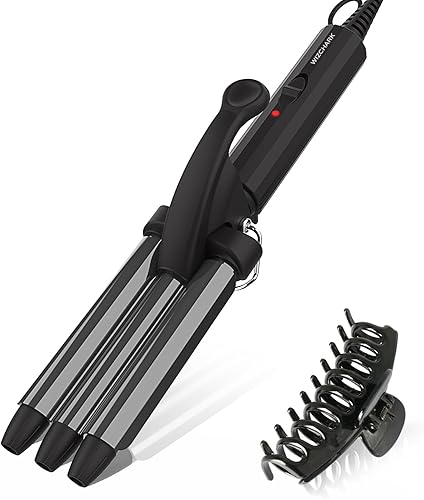 Wizchark Rizador de pelo pequeño, rizador de ondas de playa de 12 pulgada, mini ondulador de pelo para cabello corto y largo, rizador de 3 barriles,