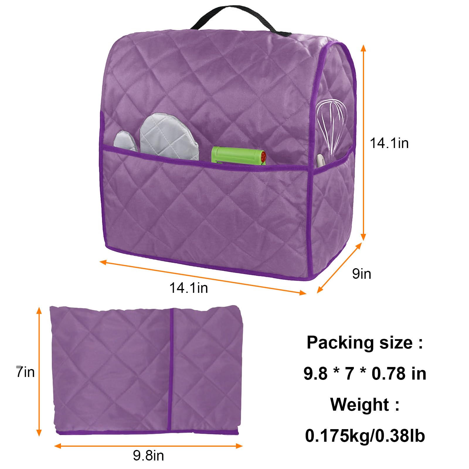 Stand Mixer Cover, 4.5 Quart And Thicken,top With Handle,suitable For Mixers And Other Small Kitchen Appliances (Purple, 4.5/5 QT)