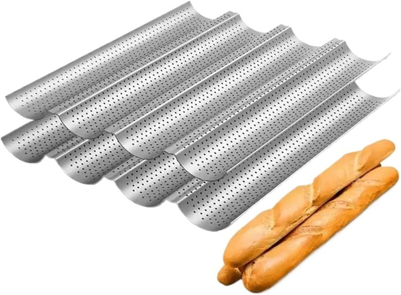 french bread baking pan Carbon Steel Baguette Pan Nonstick Perforated French Bread Baking PanFrench 4 Wave Loaves Loaf Bake Mold Cooking Tray