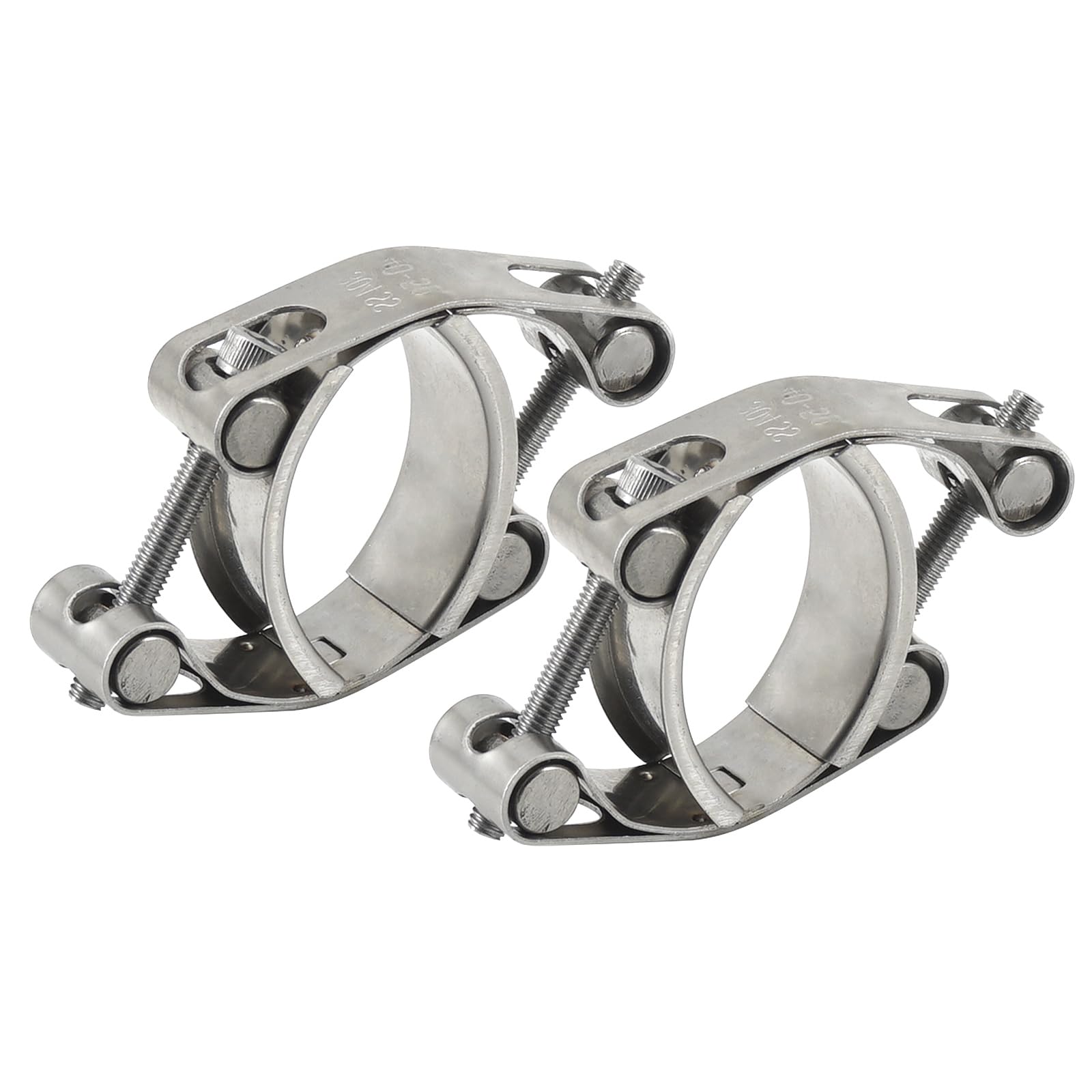 Schlauchschellen, 45–55 mm, T-Bolzen, strapazierfähig, verstellbar, 304 Edelstahl, Doppelkopf, doppellagig, 2 Stück