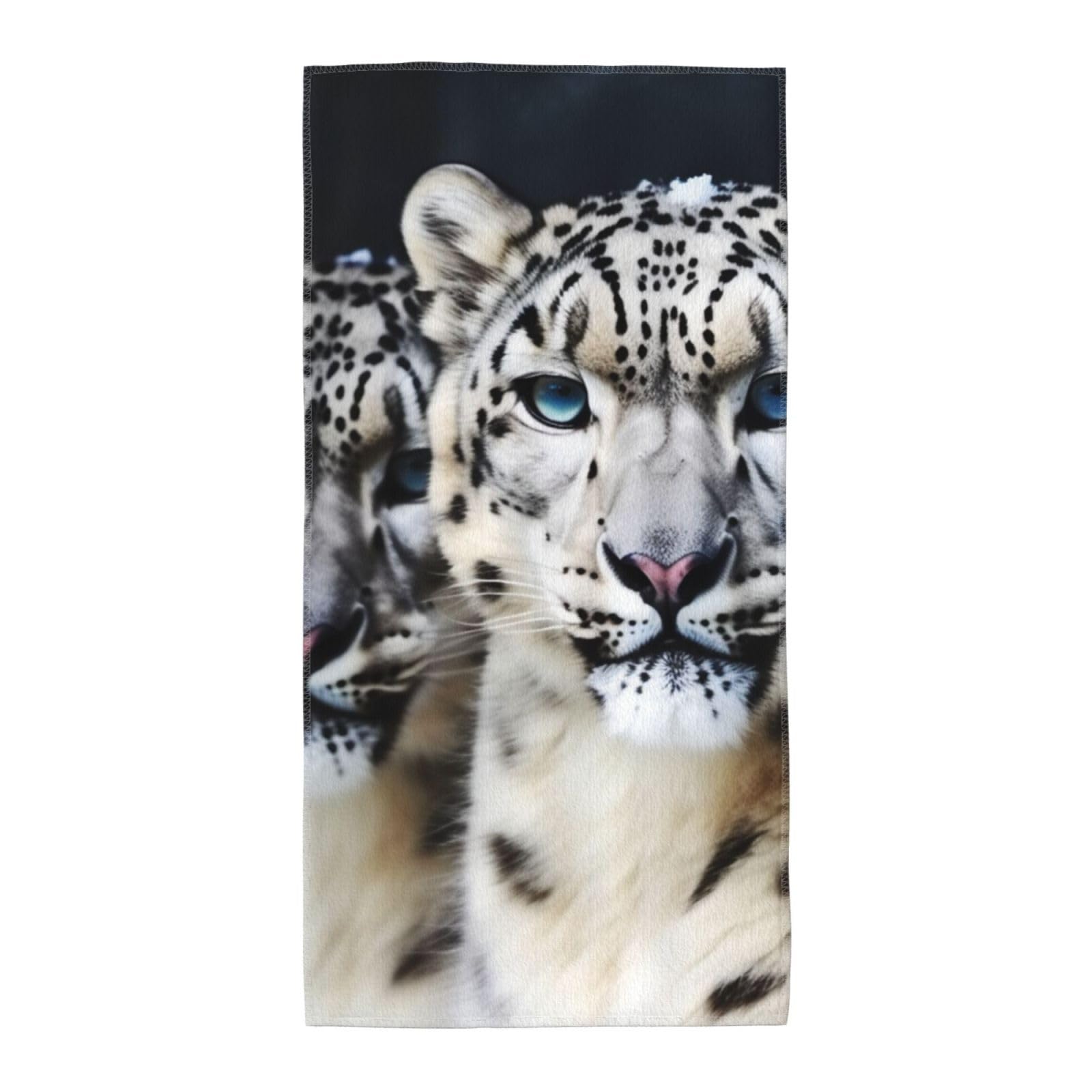 FekiLoot Absorbent Hand Towels 12"X24" Decorative Bathroom Towel Soft Microfiber Face Towel Blue Eyed Snow Leopard Dish Kitchen Towels for Bathroom Kitchen Hotel Spa Bath Towels