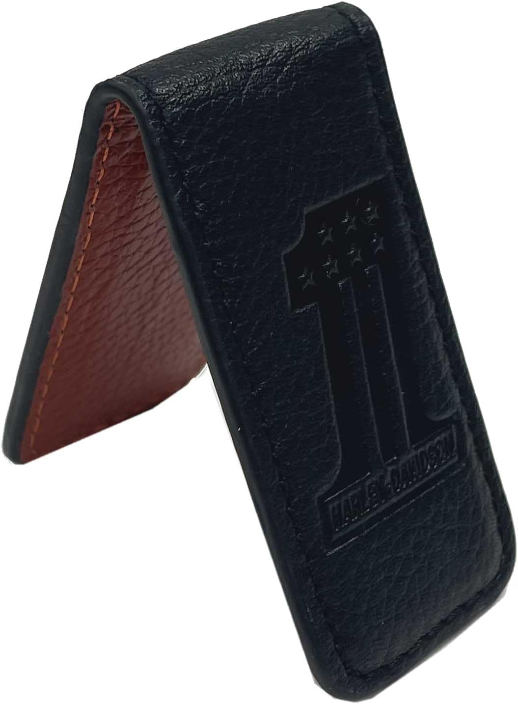 Harley-Davidson Men's #1 Logo Leather Magnetic Money Clip - Solid Black