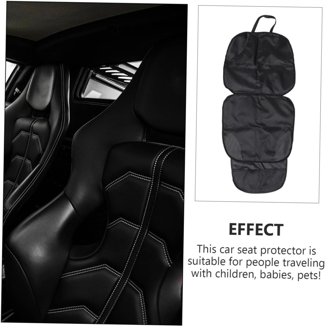 Toddmomy Car Seat Protector Mat Black, Vehicle Seat Protector Cover with Padding, Non-Slip Automotive Protective Pad for Boys, Backseat Kick and Spill Protection for Travel